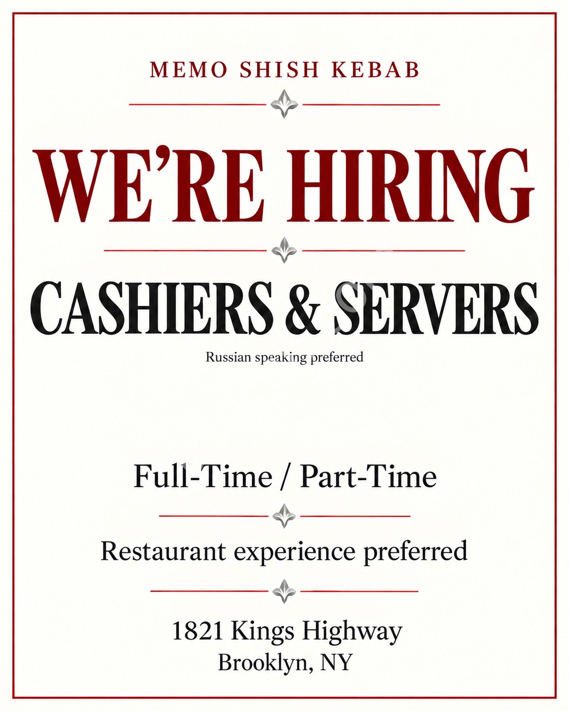 Cashier & Server
